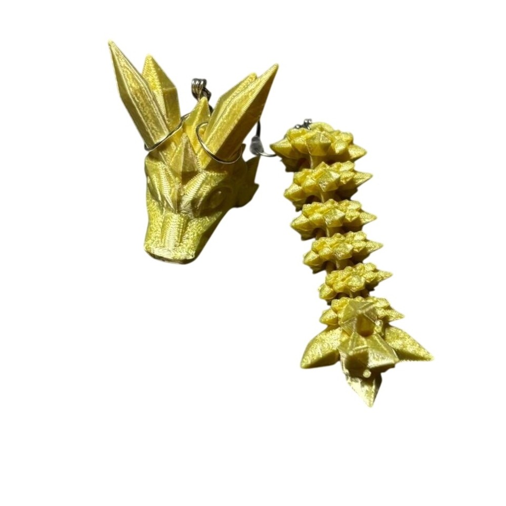 Dragon Earrings‎ Articulated Tail Asymmetrical Fantasy Jewelry Yellow 3D Magic